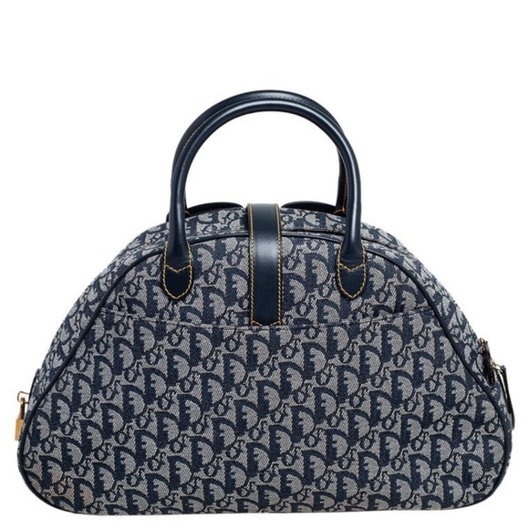 Authentic Dior Diorissimo Canvas and Leather Double Saddle Bowler bag - Picture 3 of 9